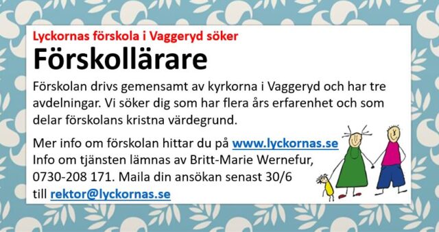 Vi söker Förskollärare